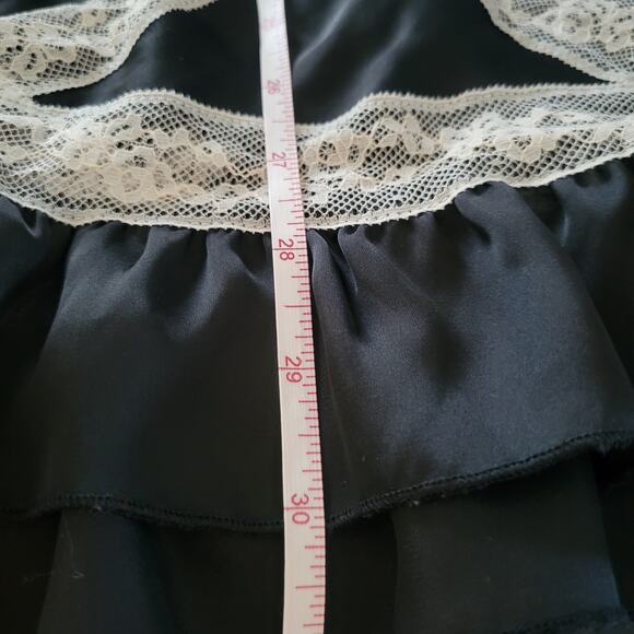 Victoria’s Secret Black Satin Lace Nightgown Slip L Sheer Adjustable Straps - Picture 12 of 14